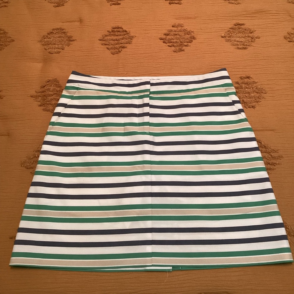 Izod Navy, Green and White Striped Pencil Golf Skirt
